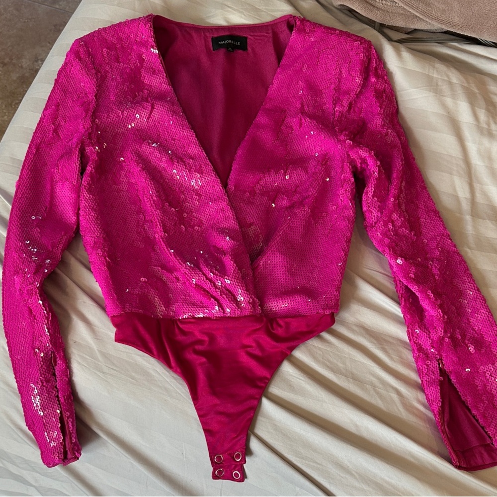 Majorelle Hot Pink Fuchsia Sequin Bodysuit